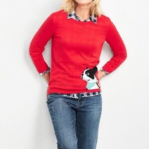 Talbots Boston Terrier Sweater MP Medium Petite PM